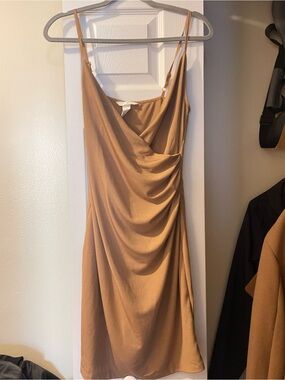 H&M Camel Satin Cowl Slip Dress